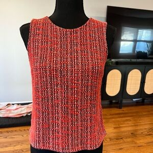 Banana Republic Red Boucle Crop Shell Blouse